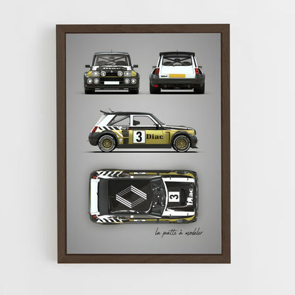 renault-7 cadre Bois foncé