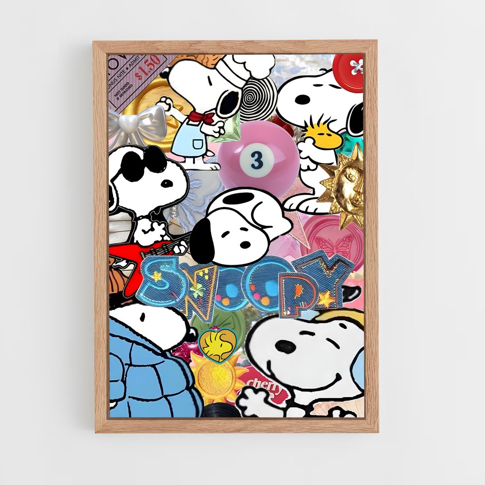 snoopy-5 cadre Bois clair