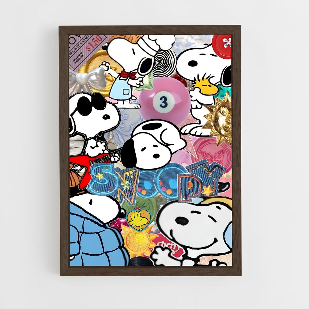 snoopy-5 cadre Bois foncé