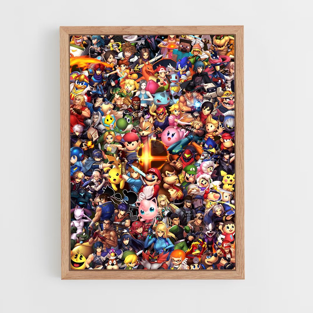 super-smash-bros-1 cadre Bois clair
