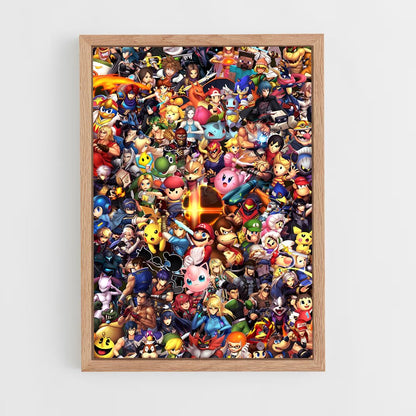 super-smash-bros-1 cadre Bois clair