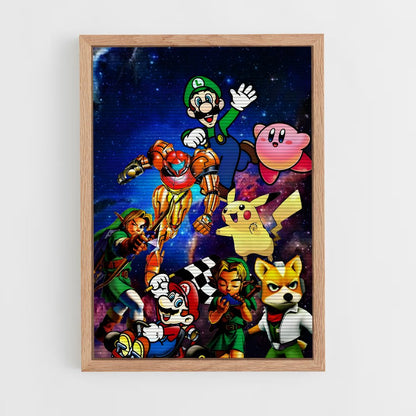 super-smash-bros-10 cadre Bois clair