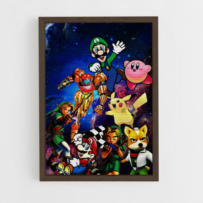 super-smash-bros-10 cadre Bois foncé
