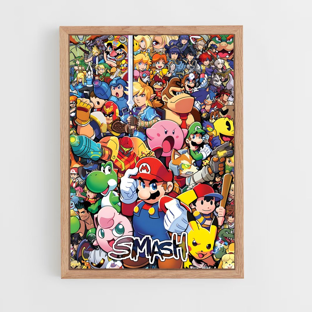 super-smash-bros-4 cadre Bois clair